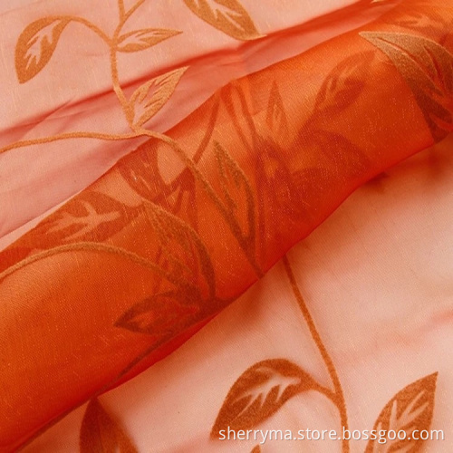 Famous brand elegance organza flocking floral fabric